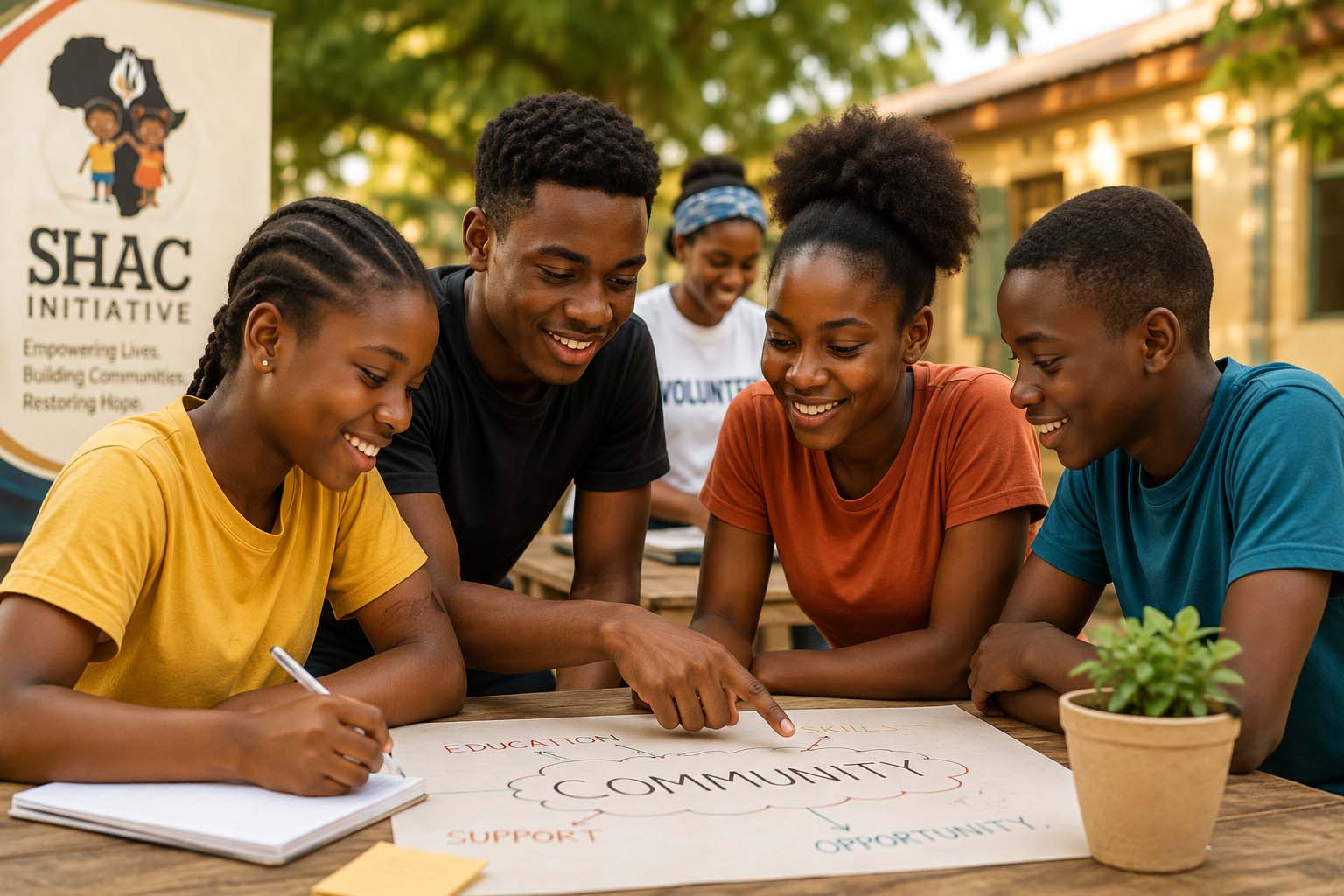 Young people learning and working together