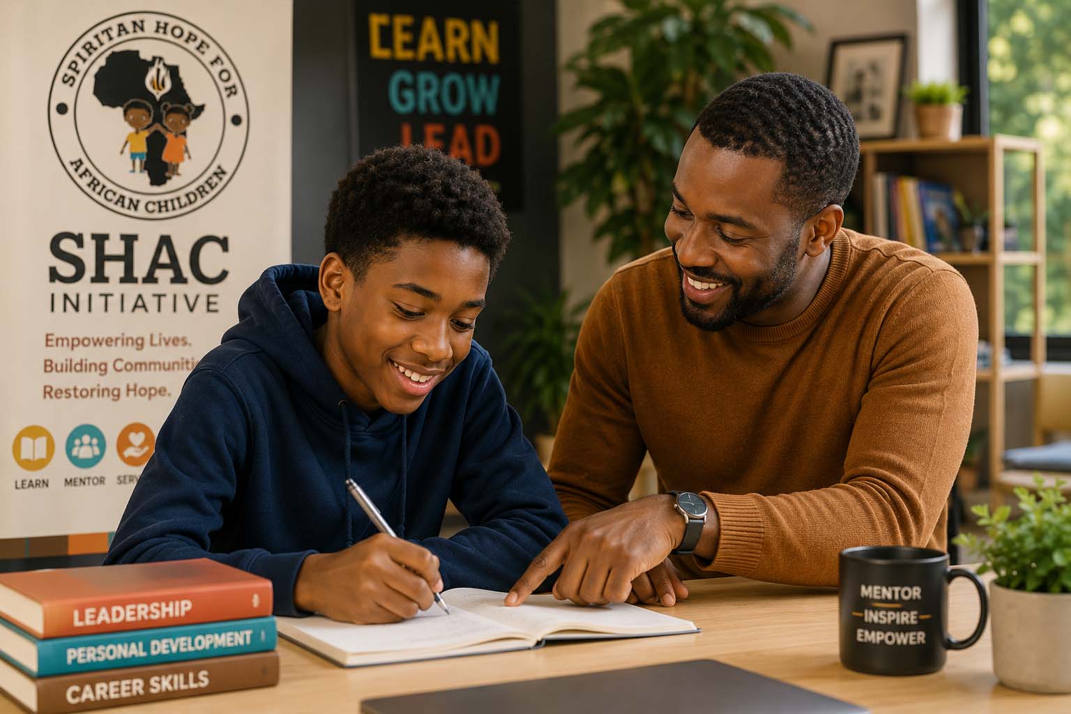 Mentor working with a young person